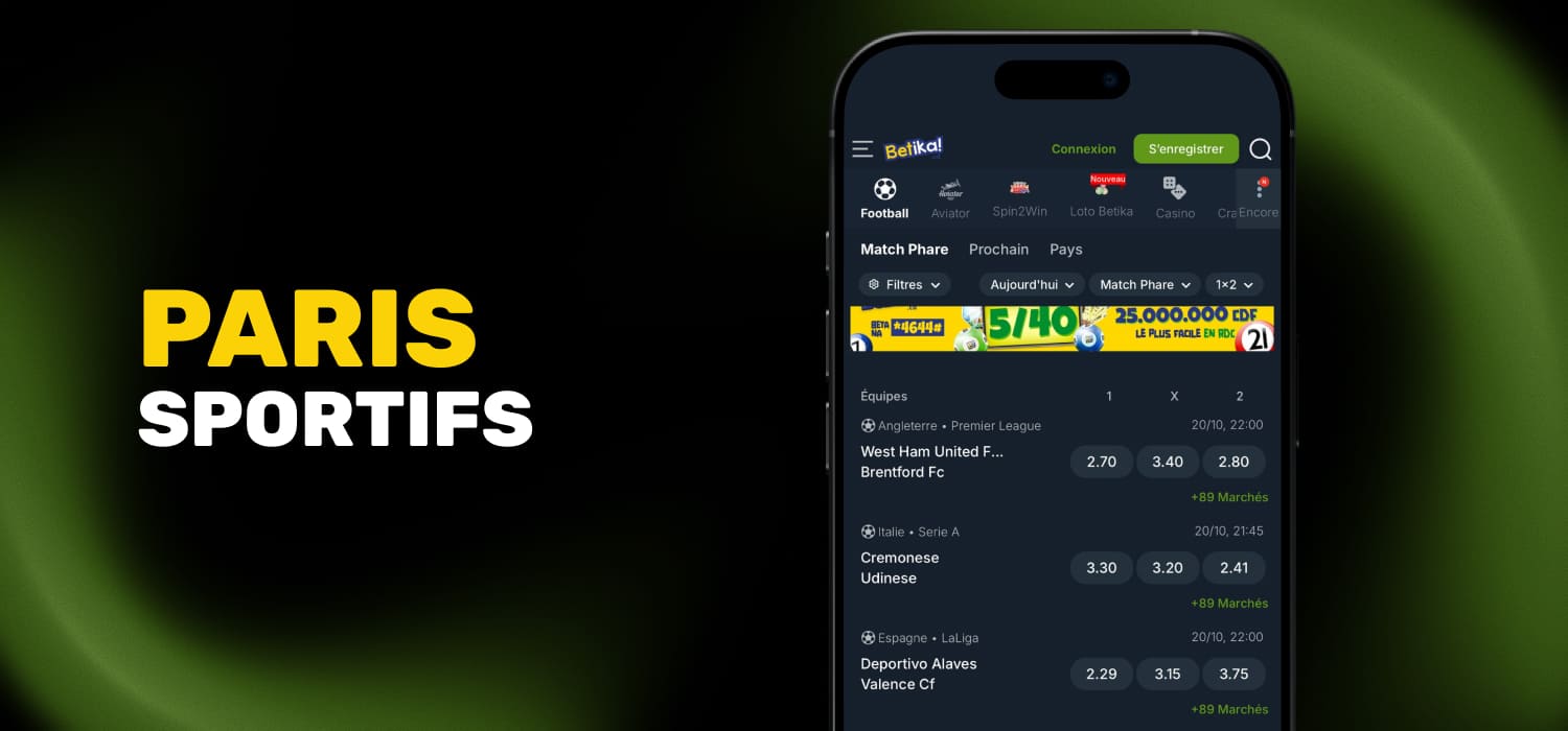 Paris sportifs en ligne et en direct sur Betika